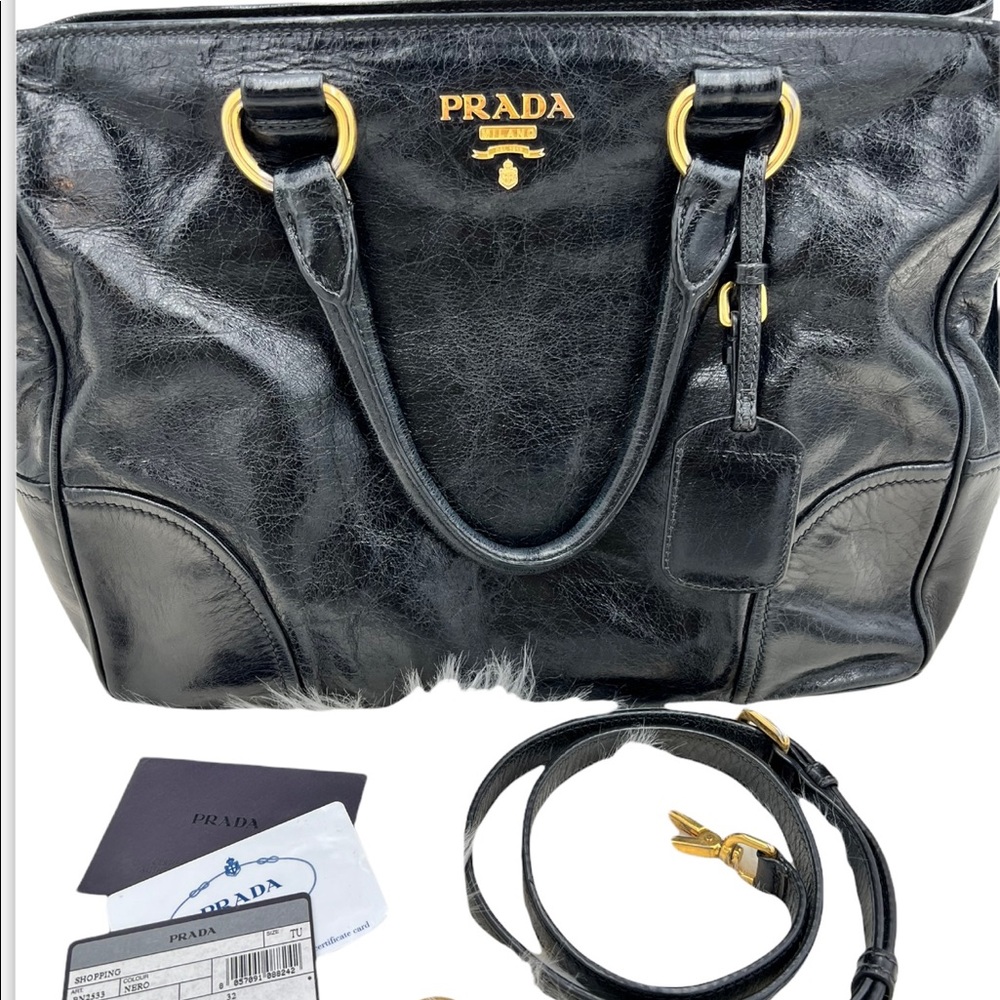 ♦️Prada vitello Shine satchel/shoulder bag